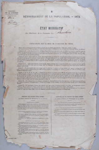 Population : listes nominatives. 1872-1881