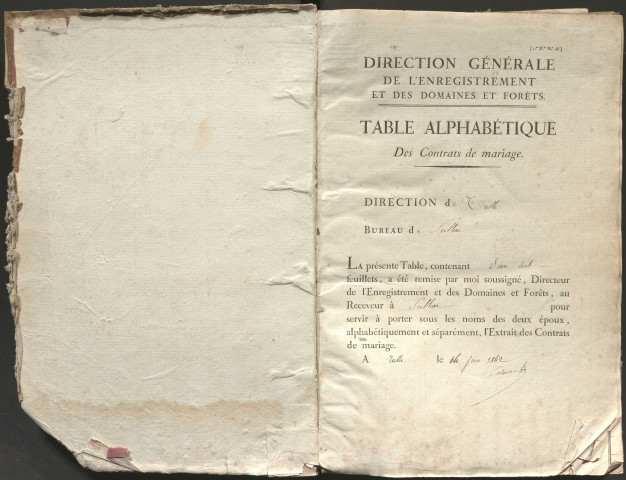Table des contrats de mariage, A-L