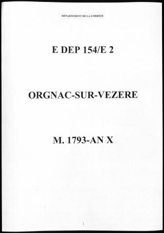 Mariages et tables (1793-1803)