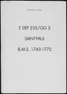 Baptêmes, mariages, sépultures (1743-1772)