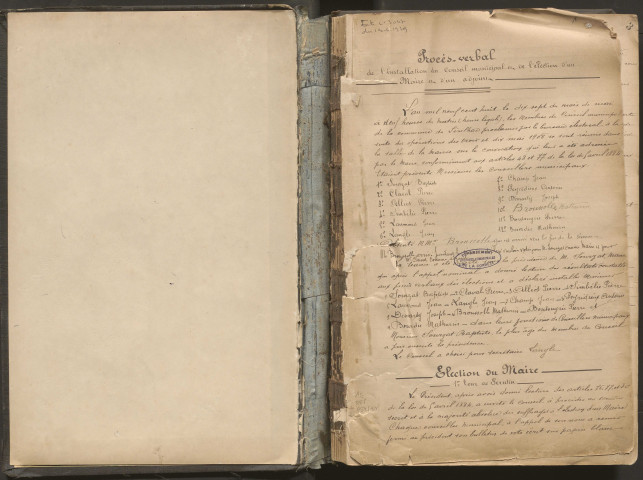 Délibérations du conseil municipal. 17 mai 1908-5 juin 1921