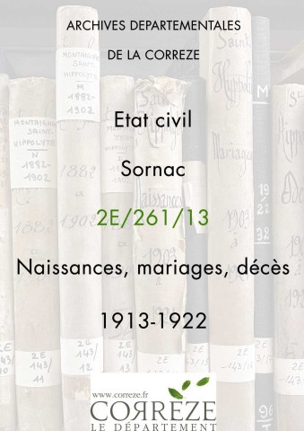 Naissances, mariages, décès (1913-1922).
