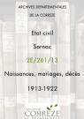Naissances, mariages, décès (1913-1922).