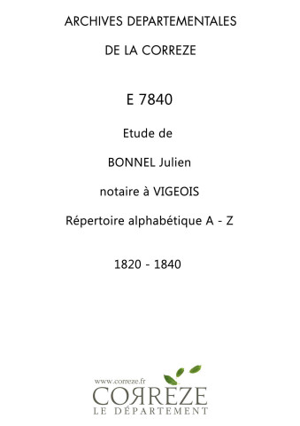 Répertoire alphabétique : A-V