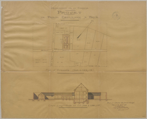 Brive-la-Gaillarde, prison : construction, devis, correspondance, affiches, rapports, tentative d'évasion (1818).