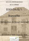 Délibérations du conseil municipal. 26 novembre 1830-03 janvier 1838