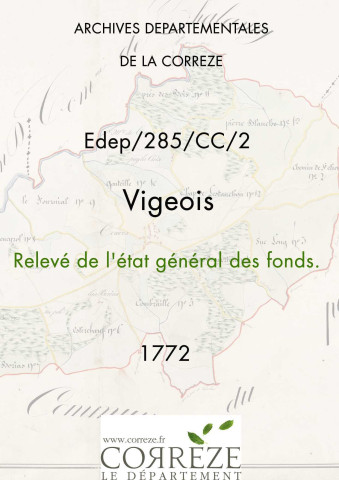 Relevé de l'état général des fonds. 1772