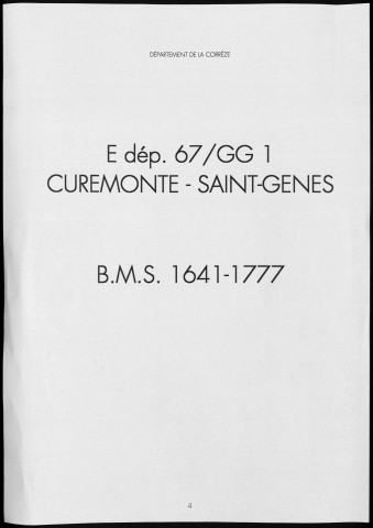 Baptêmes, mariages, sépultures (1641-1777)