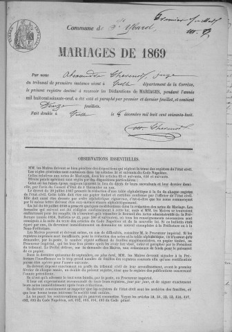 Mariages (1869-1881)