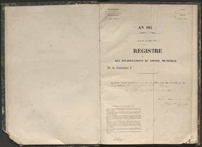 Délibérations du conseil municipal. 8 février 1857-22 février 1874