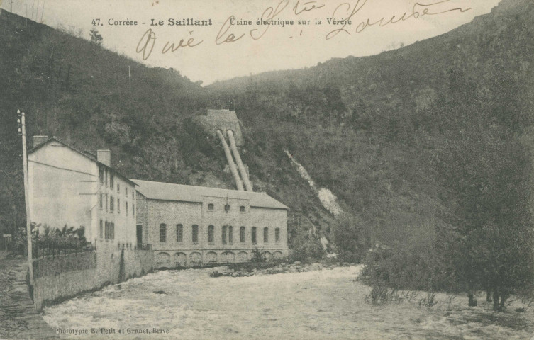 Voutezac : "47. Corrèze - Le Saillant - Usine électrique sur la Vézère".