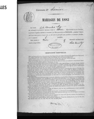 Mariages (1883-1902)