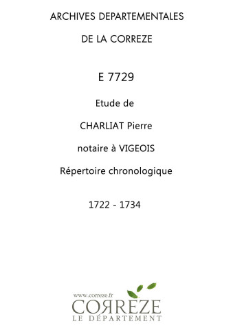 Répertoire chronologique : 1722-1734