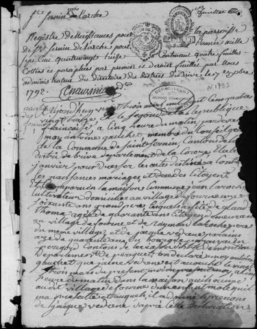 Naissances, mariages, décès (1793-1802)