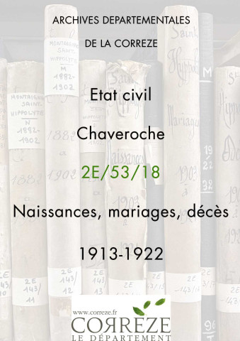 Naissances, mariages, décès (1913-1922).