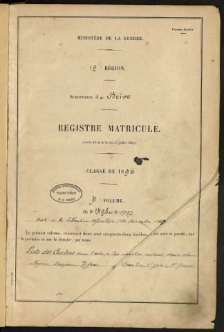 Classe 1896 : matricules 1498 à 1997.