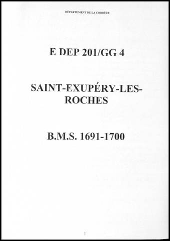 Baptêmes, mariages, sépultures (1691-1700)