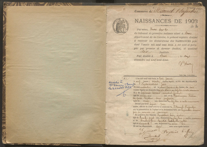 Naissances (1903-1922).