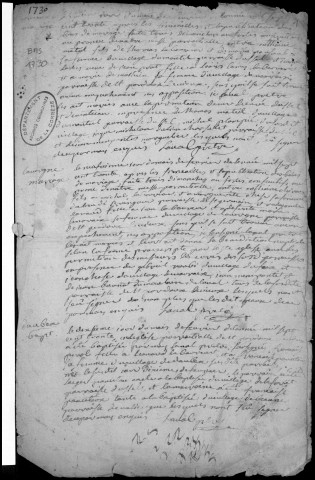 Baptêmes, mariages, sépultures (1730-1792)