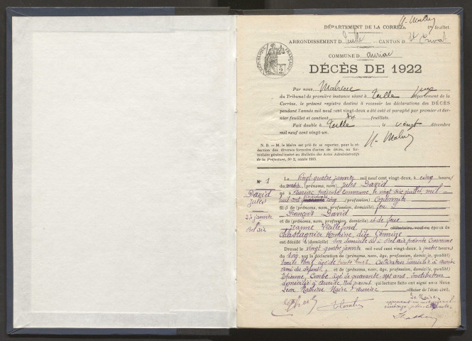 Décès (1922-1932).