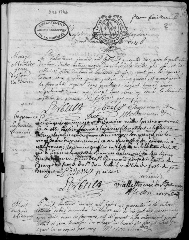 Baptêmes, mariages, sépultures (1746-1769)