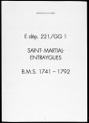 Baptêmes, mariages, sépultures (1741-1792)