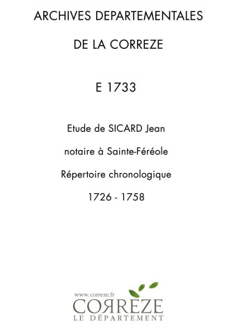 Répertoire chronologique : 1726-1758