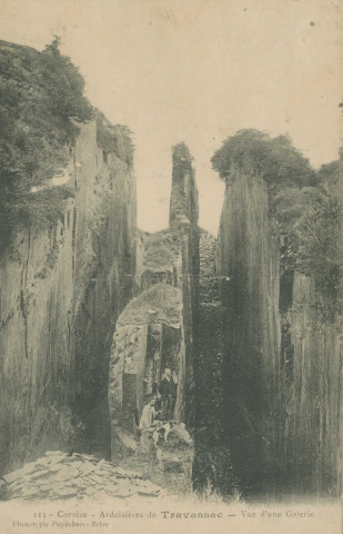 Donzenac : "113 - Corrèze - Ardoisières de Travassac - Vue d'une galerie".