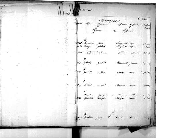 Tables décennales des naissances (1843-1852)
