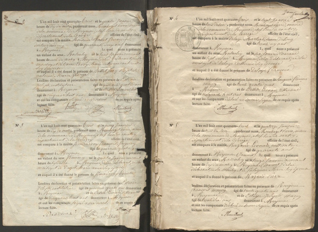 Naissances, mariages, décès (1843-1847)