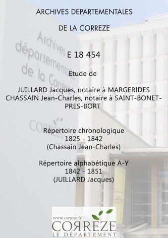 Répertoire chronologique : 1825-1842