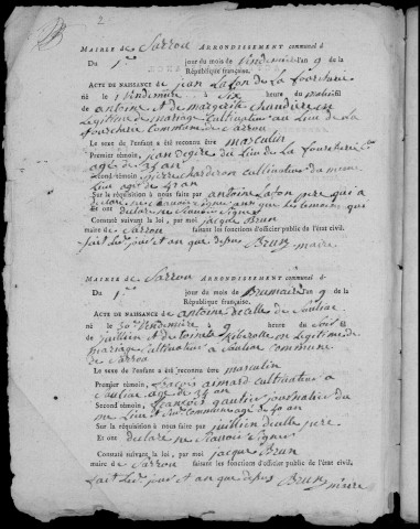 Naissances, mariages, décès (1801-1802)