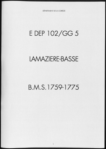 Baptêmes, mariages, sépultures (1759-1775)