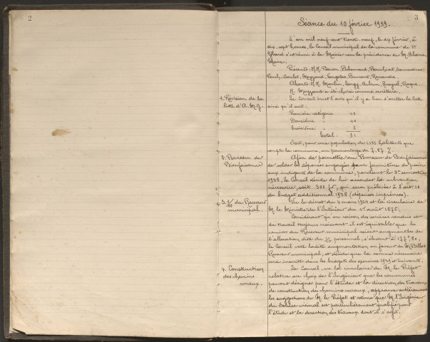 Délibérations du conseil municipal. 10 février 1939-13 septembre 1963