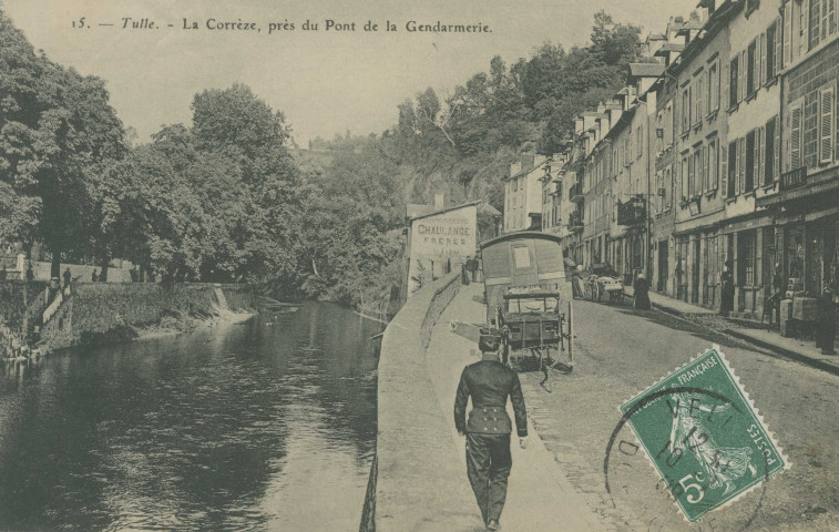 Tulle : "15. - Tulle. - La Corrèze, près du pont de la Gendarmerie".