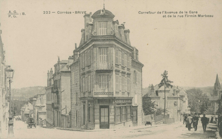 Brive-la-Gaillarde : "222 - Corrèze - Brive - Carrefour de l'avenue de la gare et de la rue Firmin Marbeau".