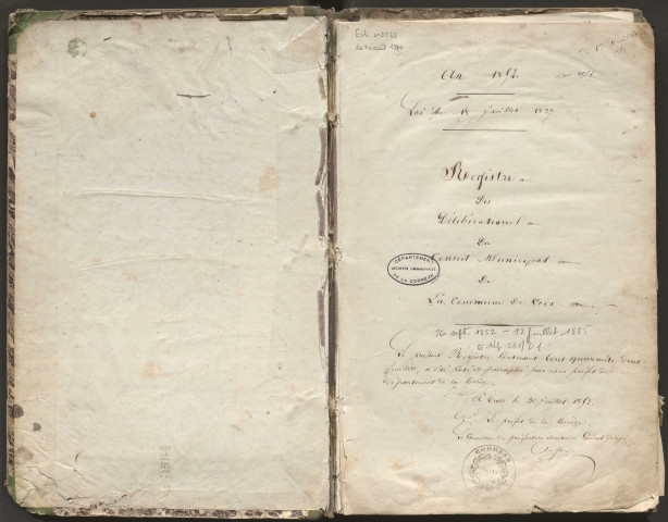 Délibérations du conseil municipal. 26 septembre 1852-12 juillet 1885