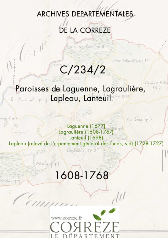 Paroisses de Laguenne, Lagraulière, Lapleau, Lanteuil.