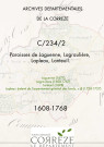 Paroisses de Laguenne, Lagraulière, Lapleau, Lanteuil.
