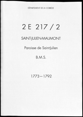 Baptêmes, mariages, sépultures (1773-1792)