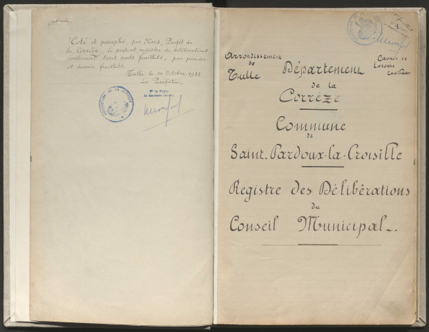 Délibérations du conseil municipal. 15 octobre 1933-25 janvier 1959