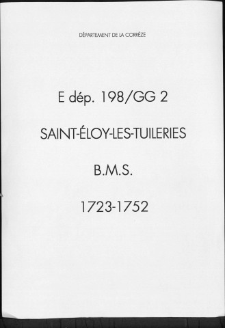 Baptêmes, mariages, sépultures (1723-1752)