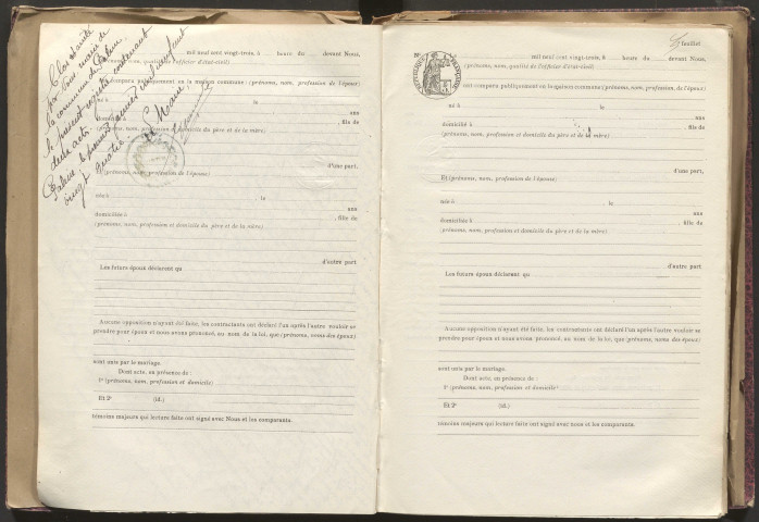 Naissances, mariages, décès (1923-1932).