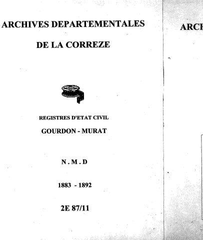 Naissances, mariages, décès (1883-1892)