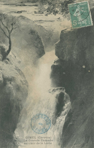 Gimel : "Gimel (Corrèze) - La grande cascade au clair de la lune".