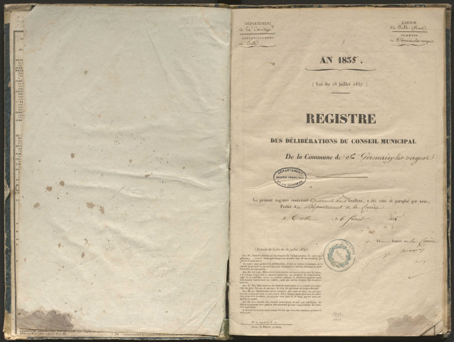 Délibérations du conseil municipal. 14 mai 1838-7 mai 1871