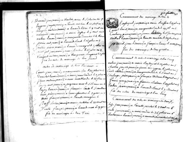 Tables décennales des mariages (1792-1802)