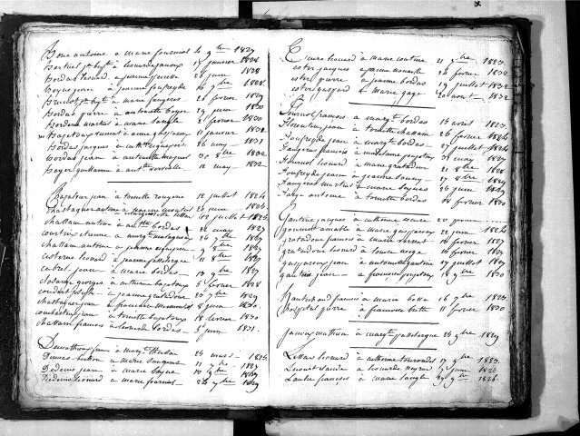 Tables décennales des mariages (1823-1832)