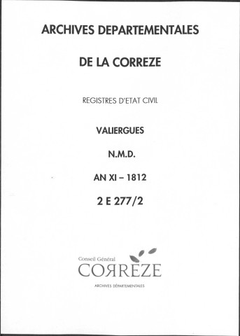 Naissances, mariages, décès (1803-1812)