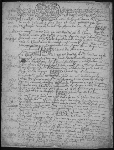 Baptêmes, mariages, sépultures (1702-1762)